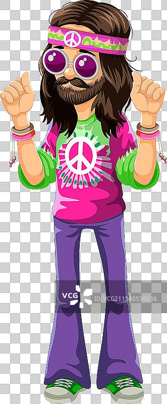 色彩斑斓的卡通嬉皮士宣传和平与爱图片素材