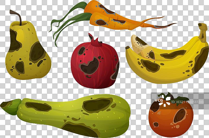 腐烂的食物，上面有腐烂和霉菌图片素材