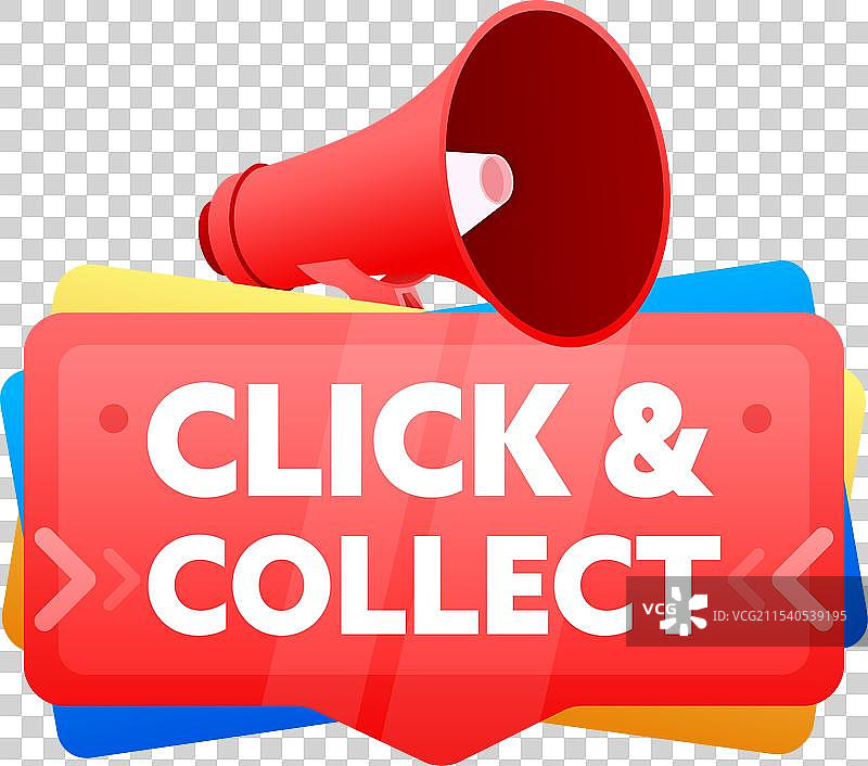 点击并收集徽章与扩音器横幅图片素材