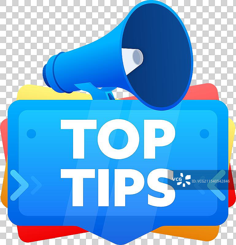 带有扩音器的标签徽章，标注“最佳提示”图片素材