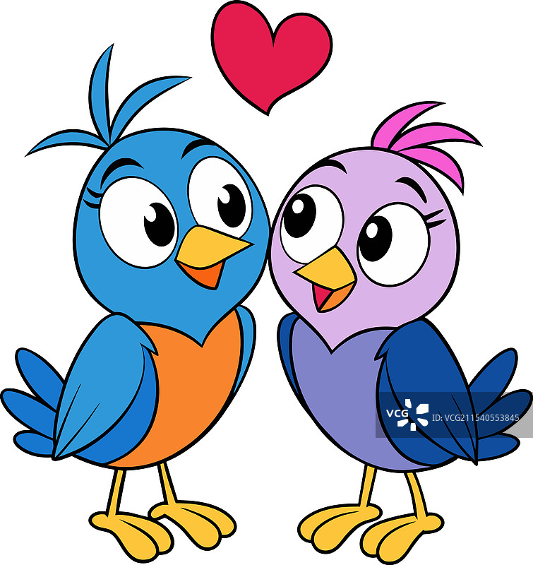爱情鸟卡通 2D 白色背景图片素材