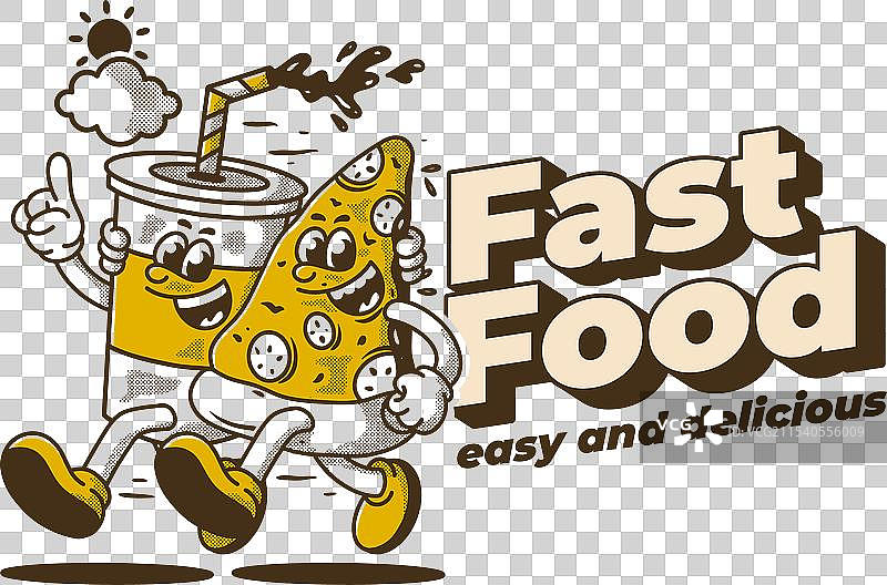 快速、美味的快餐角色在奔跑图片素材