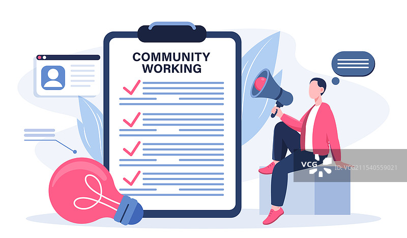 社区工作概念，手持扬声器的男性图片素材
