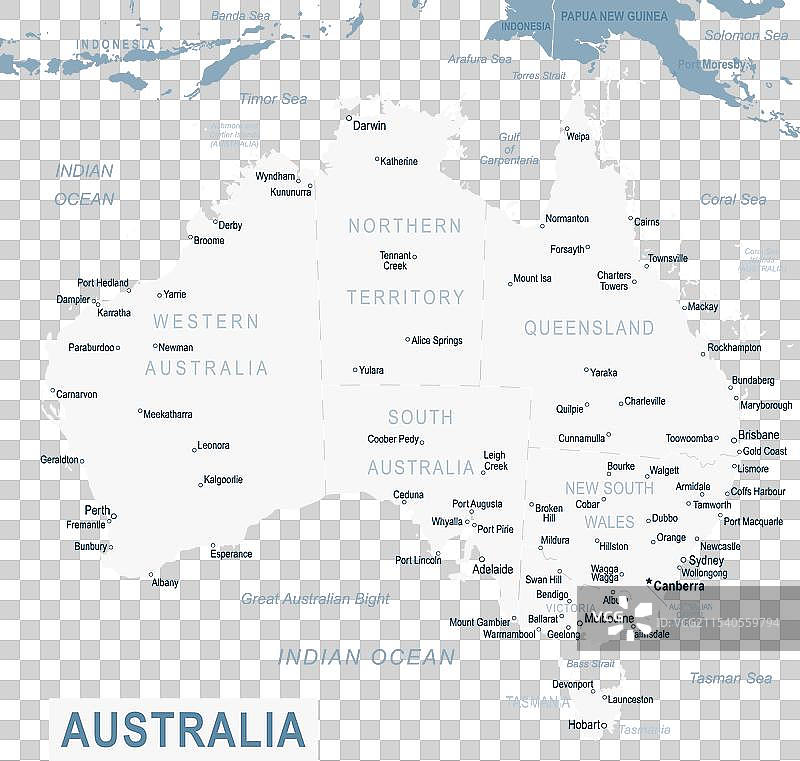 澳大利亚详细地图图片素材