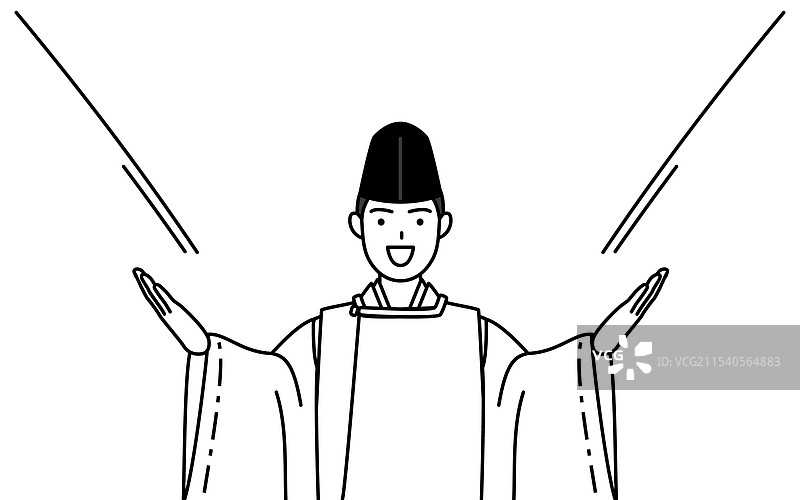 穿着烏帽子的神社祭司图片素材