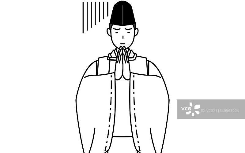 穿着烏帽子的神社祭司图片素材