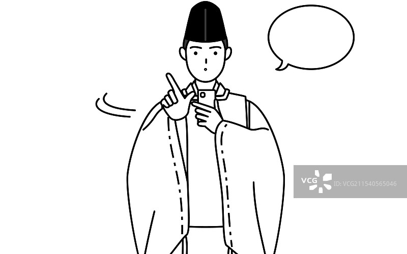 穿着烏帽子的神社祭司图片素材