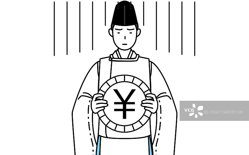 穿着烏帽子的神社祭司图片素材