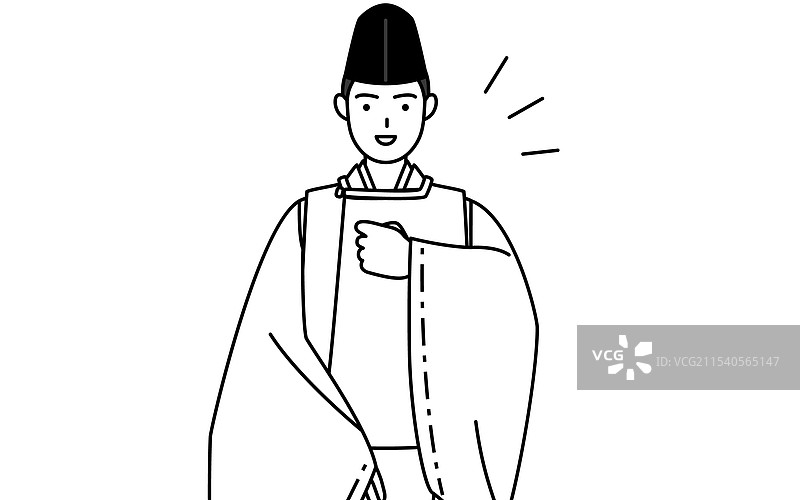 穿着烏帽子的神社祭司图片素材