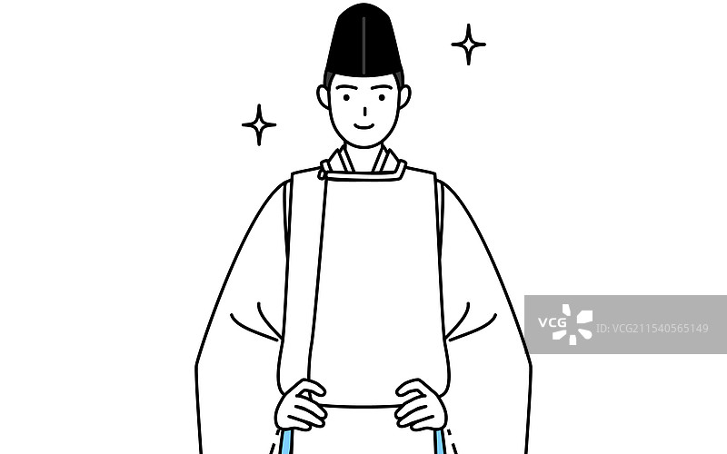 穿着烏帽子的神社祭司图片素材