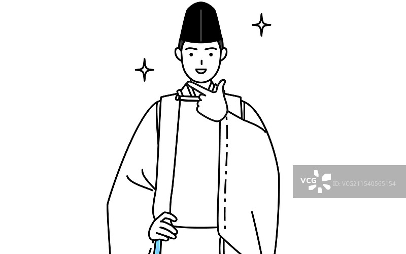 穿着烏帽子的神社祭司图片素材