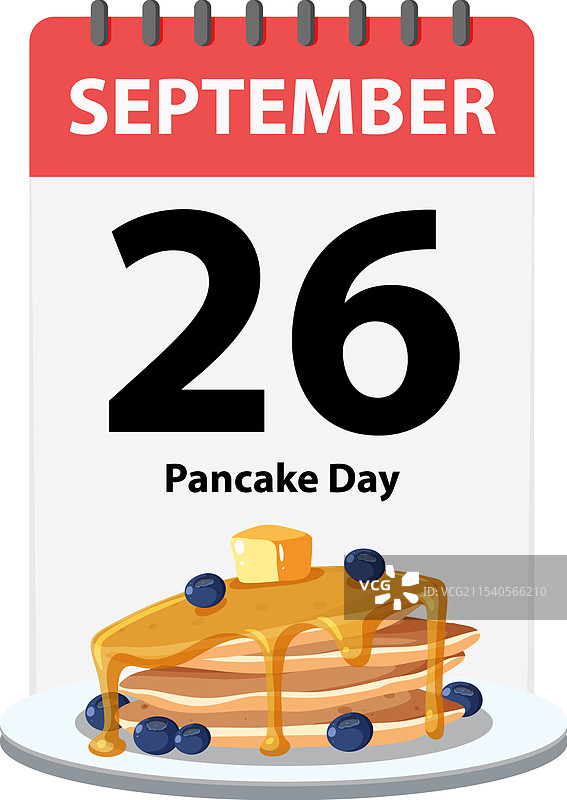 日历页上有煎饼和蓝莓图片素材