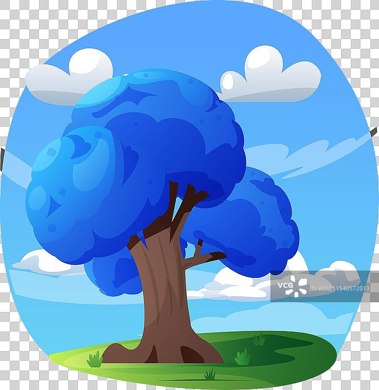 蓝色树冠与天空的树木设计图片素材