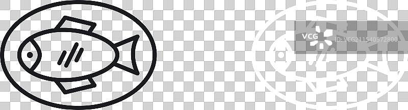 烹饪鱼类图标集食品线条标志符号图片素材