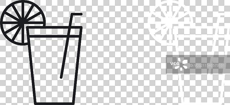 冷饮图标集，带吸管的冷水玻璃杯符号图片素材