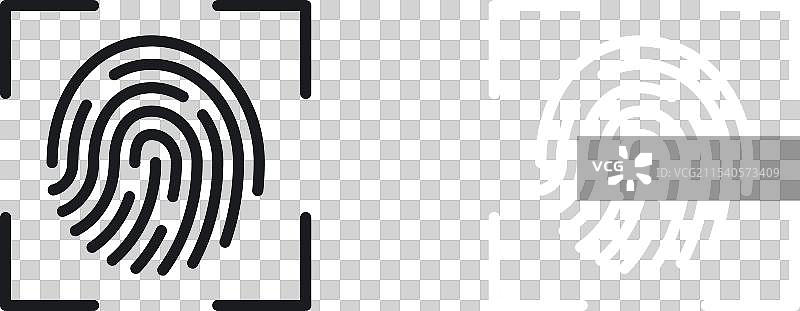 指纹图标集 身份拇指印和图片素材
