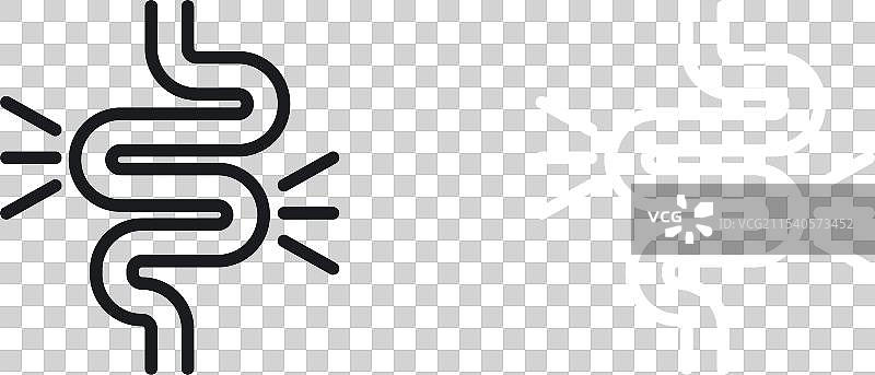 肠道和肠道便秘图标集图片素材