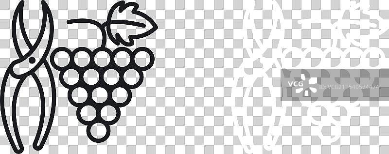 修剪葡萄图标集 葡萄酒植物剪刀符号图片素材