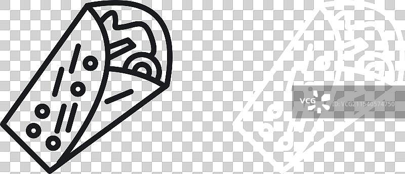 沙威玛图标集 墨西哥卷饼 烧烤 食物 包裹 符号图片素材