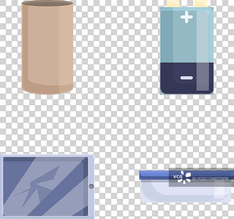 卡通风格的旧技术垃圾图标集图片素材