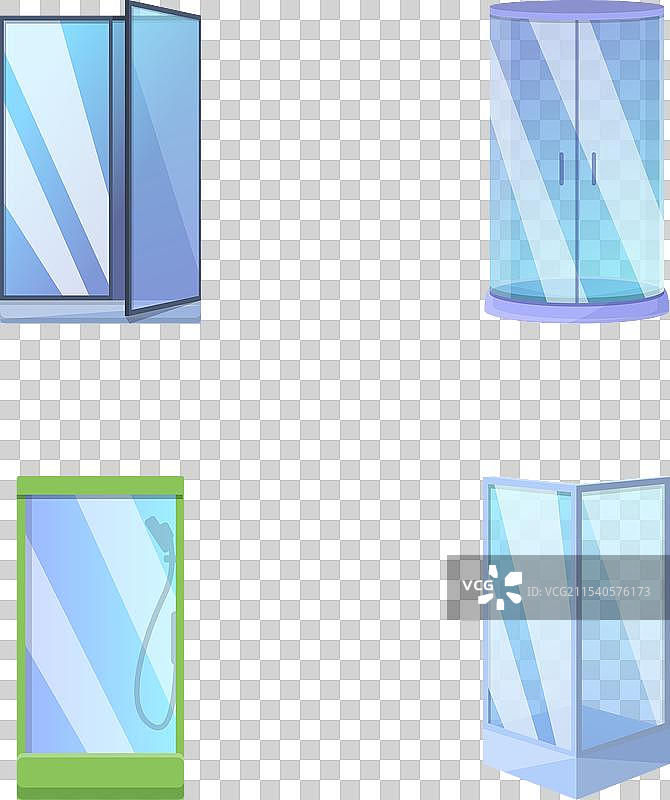 卡通风格的玻璃门图标集合图片素材