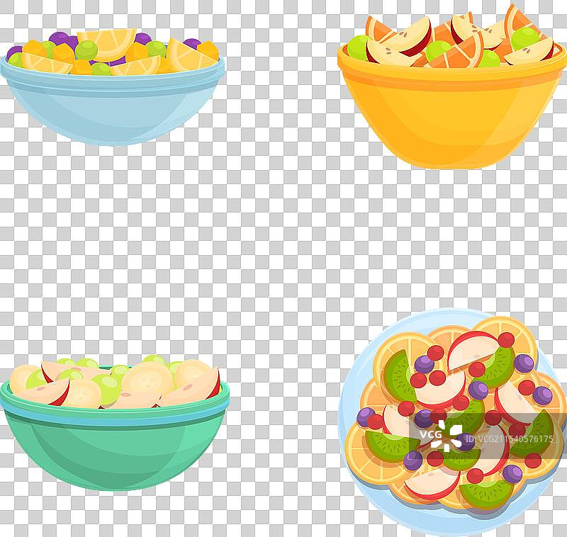 卡通水果沙拉图标集图片素材