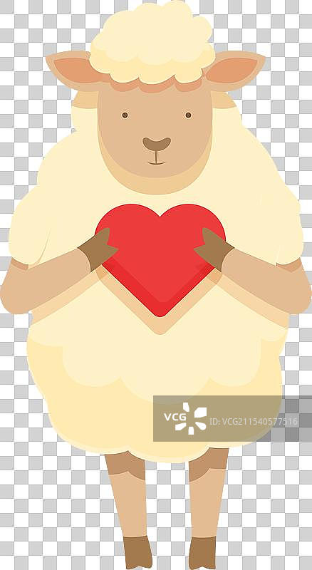 可爱的卡通羊群红心图标图片素材