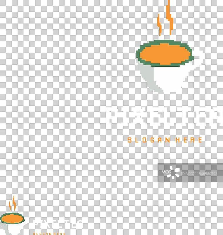 像素风格的茶杯logo设计概念图片素材