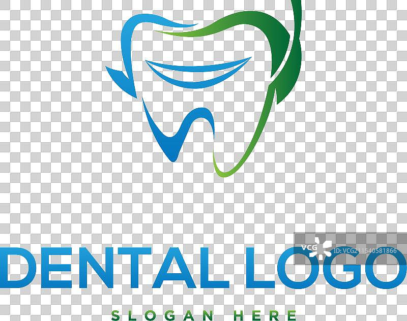 抽象的牙齿微笑与叶子图标logo设计图片素材