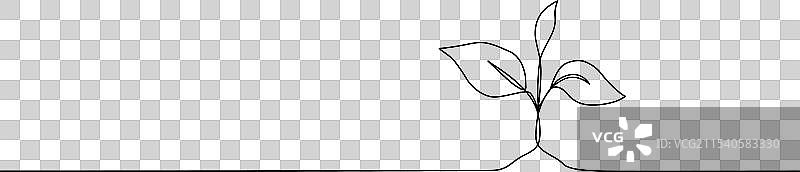一条连续的线条生长的芽，手绘风格图片素材