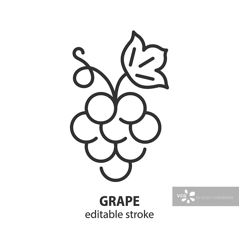 葡萄串与叶子的线条图标，酿酒制作图片素材