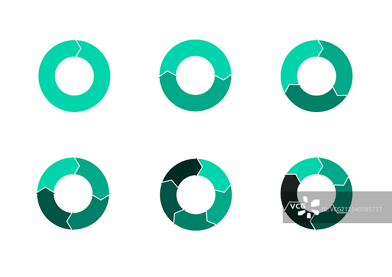 一组分开的饼图图表圆圈图片素材