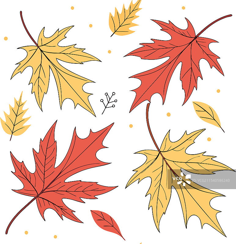 秋天的叶子无缝图案 - 简单的秋叶图片素材