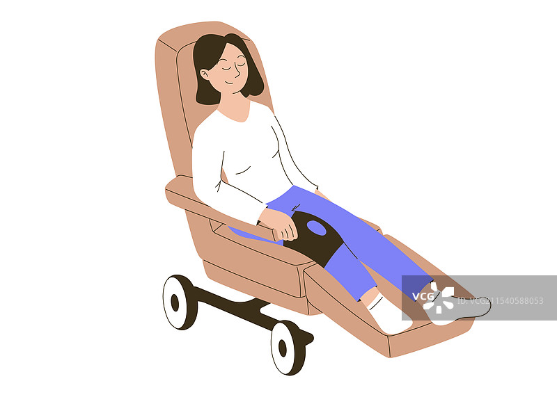 女性患者坐在医疗椅上图片素材