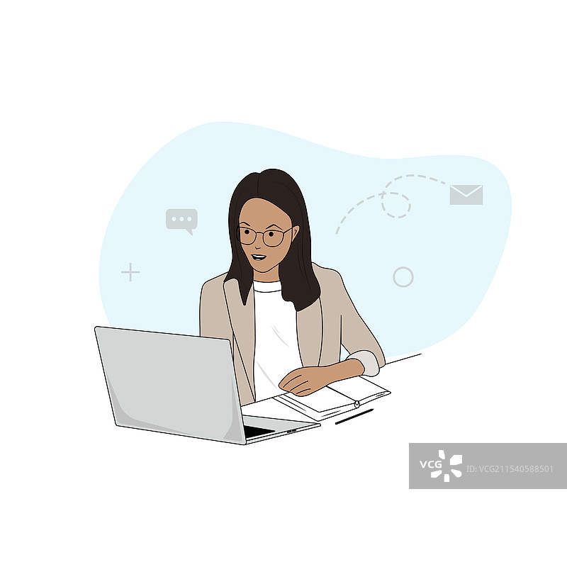 女性在书桌前工作学习图片素材