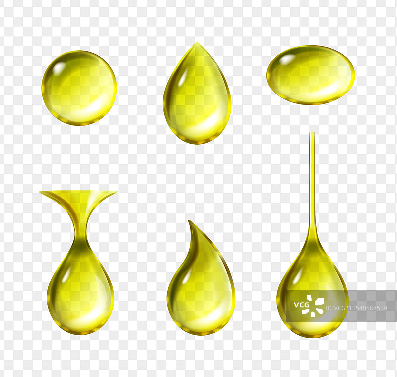 橄榄油真实的透明滴落油珠图片素材
