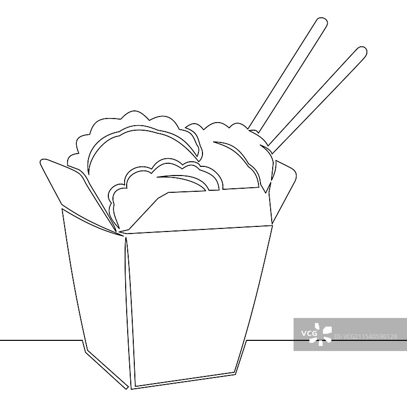 连续线条画的中式外卖盒图片素材