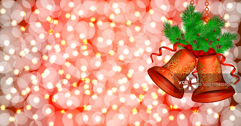 带有红色圣诞铃铛的模板图片素材
