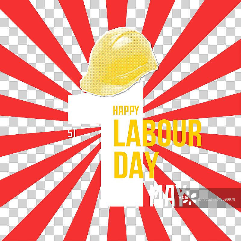 五一劳动节快乐横幅与安全头盔图片素材