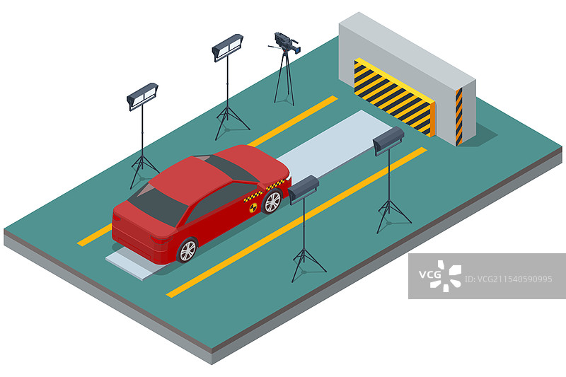 等距碰撞测试通过评估车辆安全性来进行。图片素材