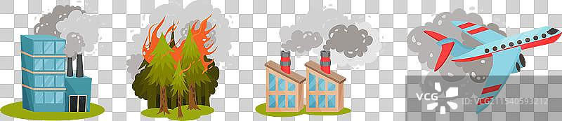 工业烟雾和空气污染源图片素材