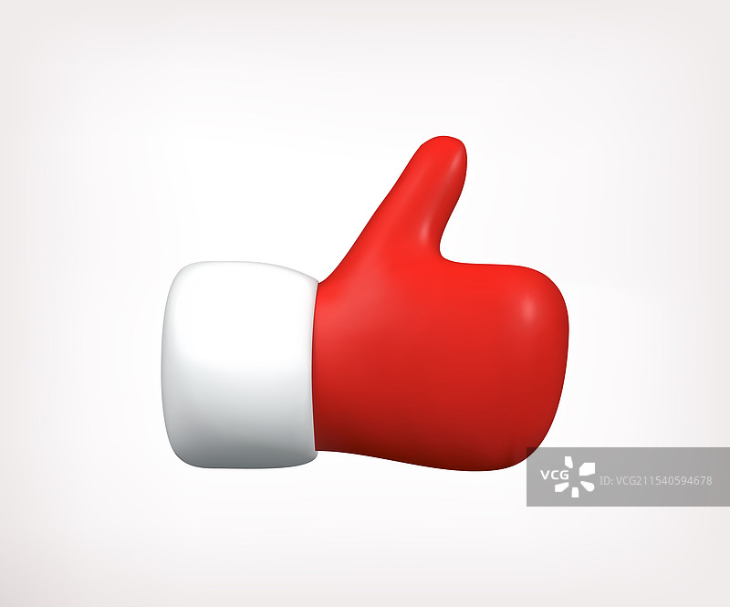 圣诞手套中的竖起大拇指手势3D图标图片素材