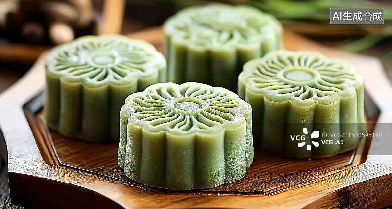 【AI数字艺术】中式糕点绿豆糕图片素材