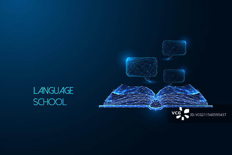 语言学校概念与发光的书籍图片素材