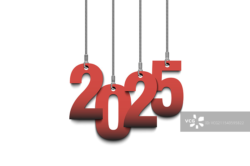 2025年新年数字悬挂在绳子上图片素材