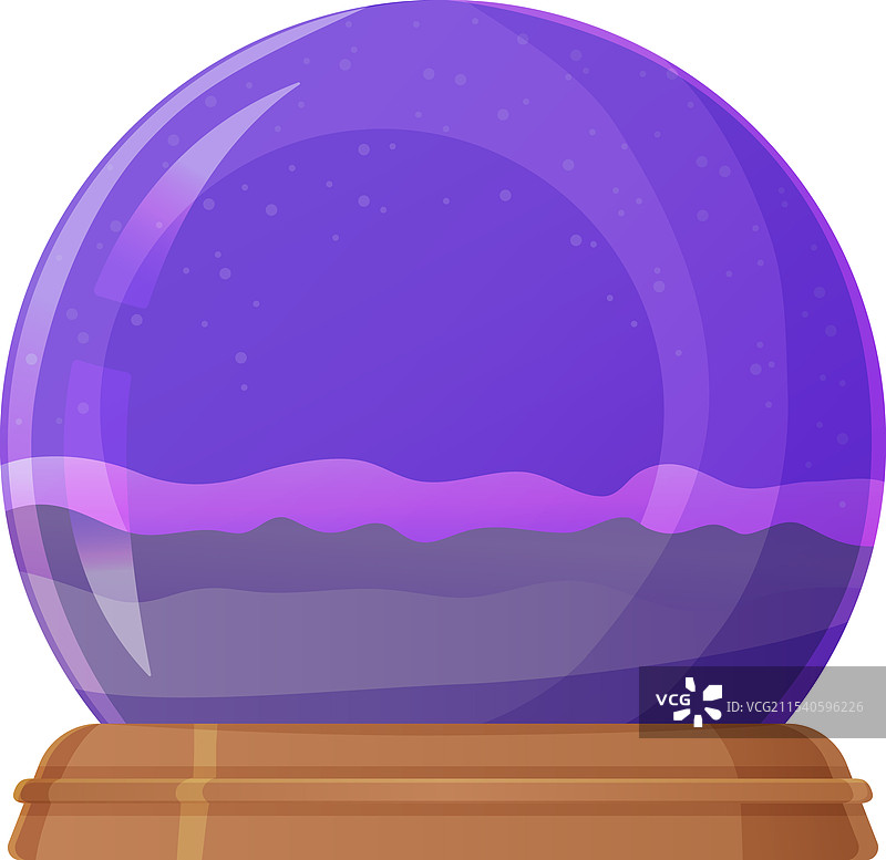 白色背景上的紫色玻璃球与木质底座图片素材