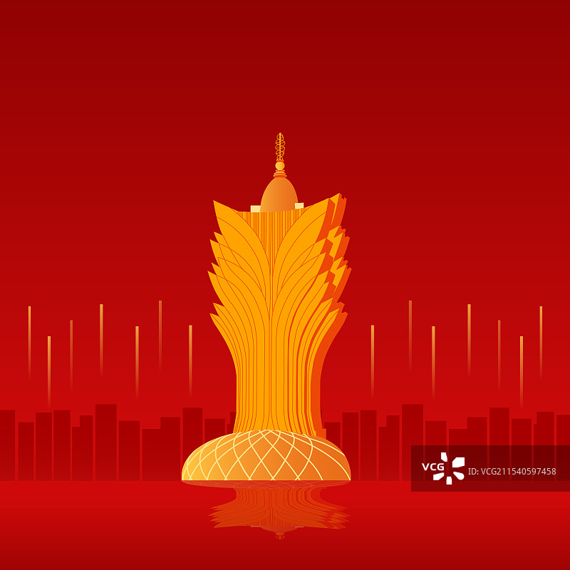 澳门新葡京酒店红金高端新年春节签约仪式峰会商务年会研讨会展论坛背景邀请函矢量插画图片素材