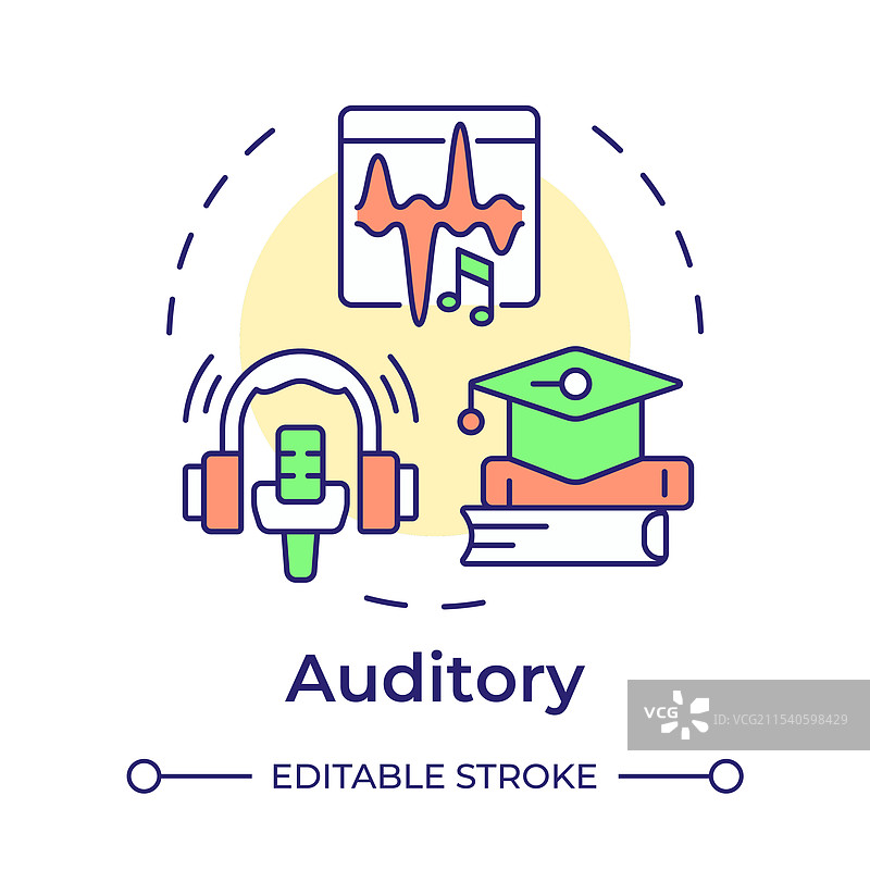 听觉学习者多彩概念图标图片素材
