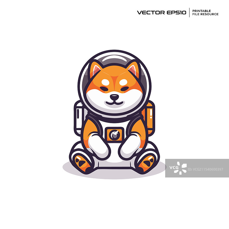 可爱的柴犬穿着宇航员服装图片素材