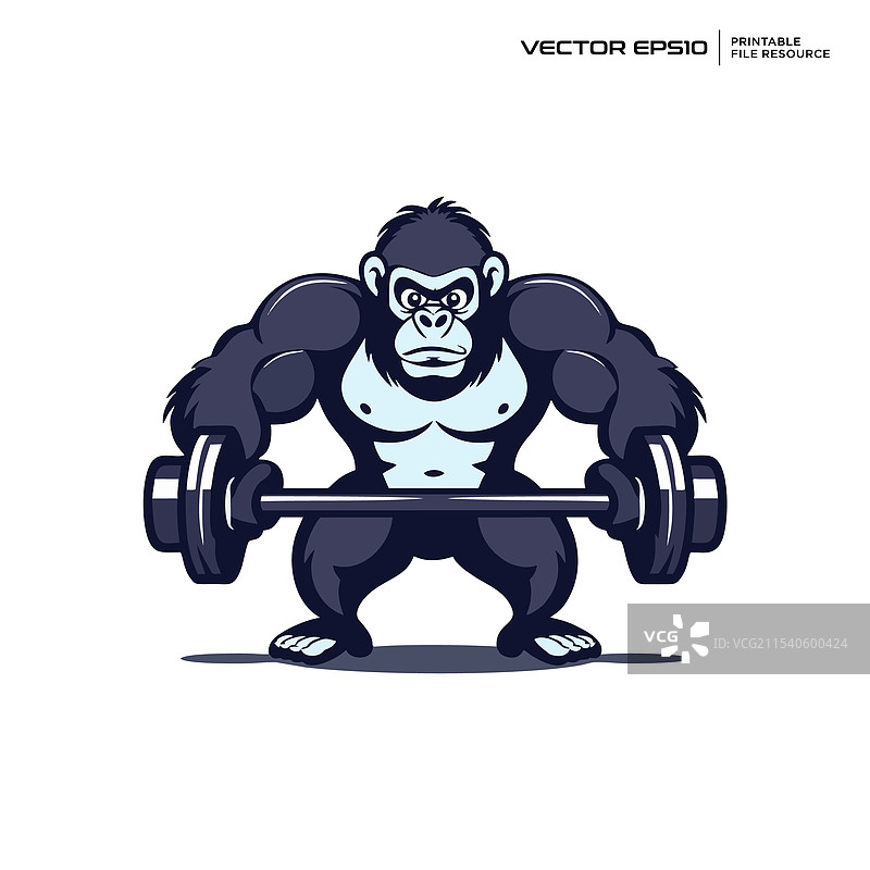 大猩猩健身角色吉祥物标志设计图片素材
